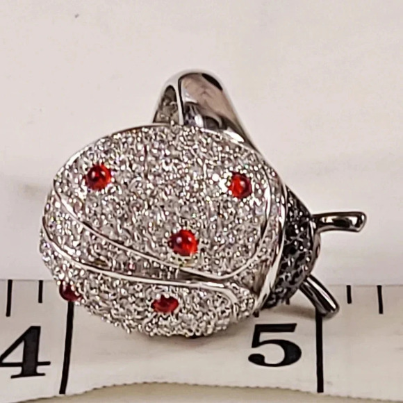 nOir Ladybug Crystal Ring Size 6 Pave' Statement Cocktail Bling Bold Sig… - Picture 11 of 12